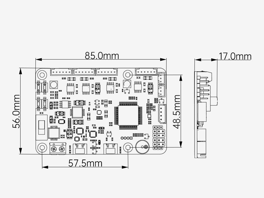 Check the mounting footprint and pack before you build.